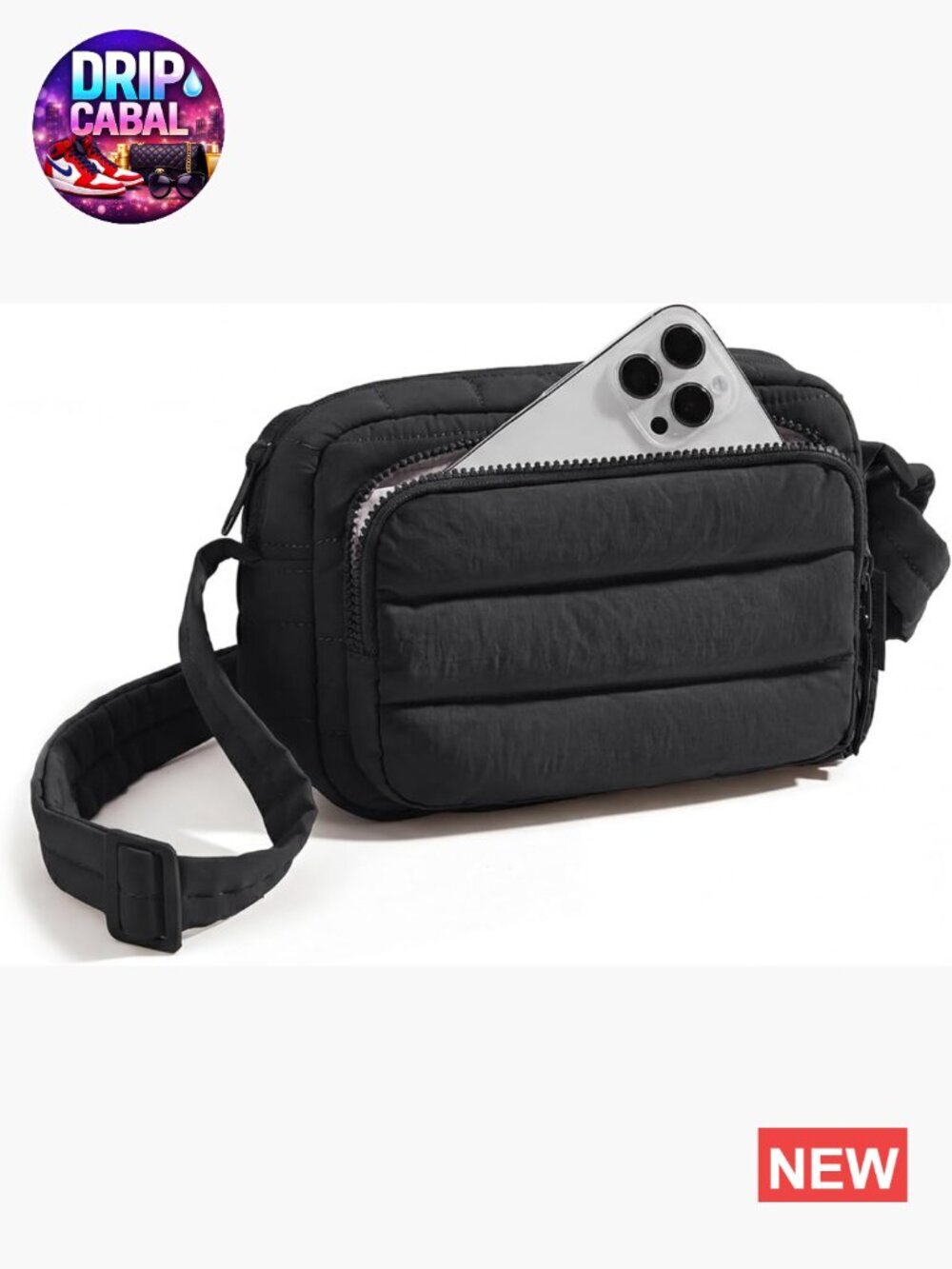 Puffer Crossbody Bag with RFID Blocking, Lightweight Water-Resistant Nylon,